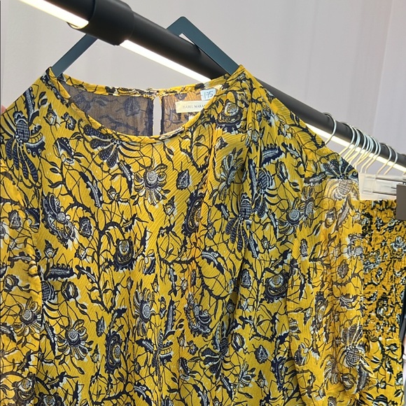 Isabel Marant etolie yellow floral mini tier skirt - Picture 2 of 2